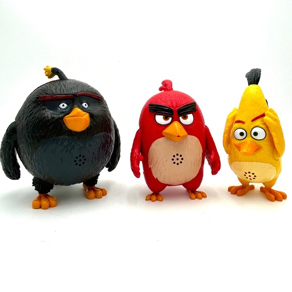 Angry Birds Figures Lot of 3 Red Bomb Chuck Talking Sound Effects Toy - Picture 1 of 8